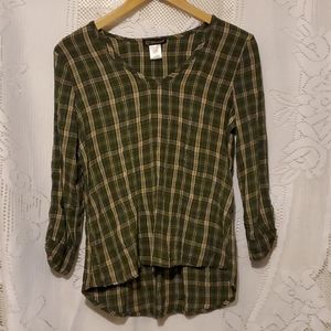 Grass collection plaid krinkle top